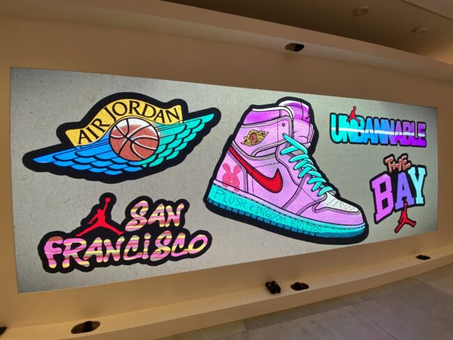 Custom digital artwork displayed on Nike’s interactive graffiti wall at NBA All-Star Weekend
