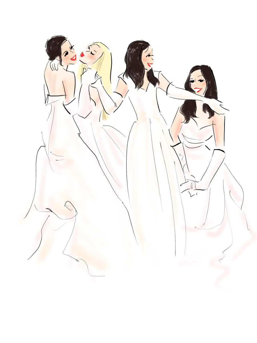 Artists for weddings creating live guest portrait during wedding reception